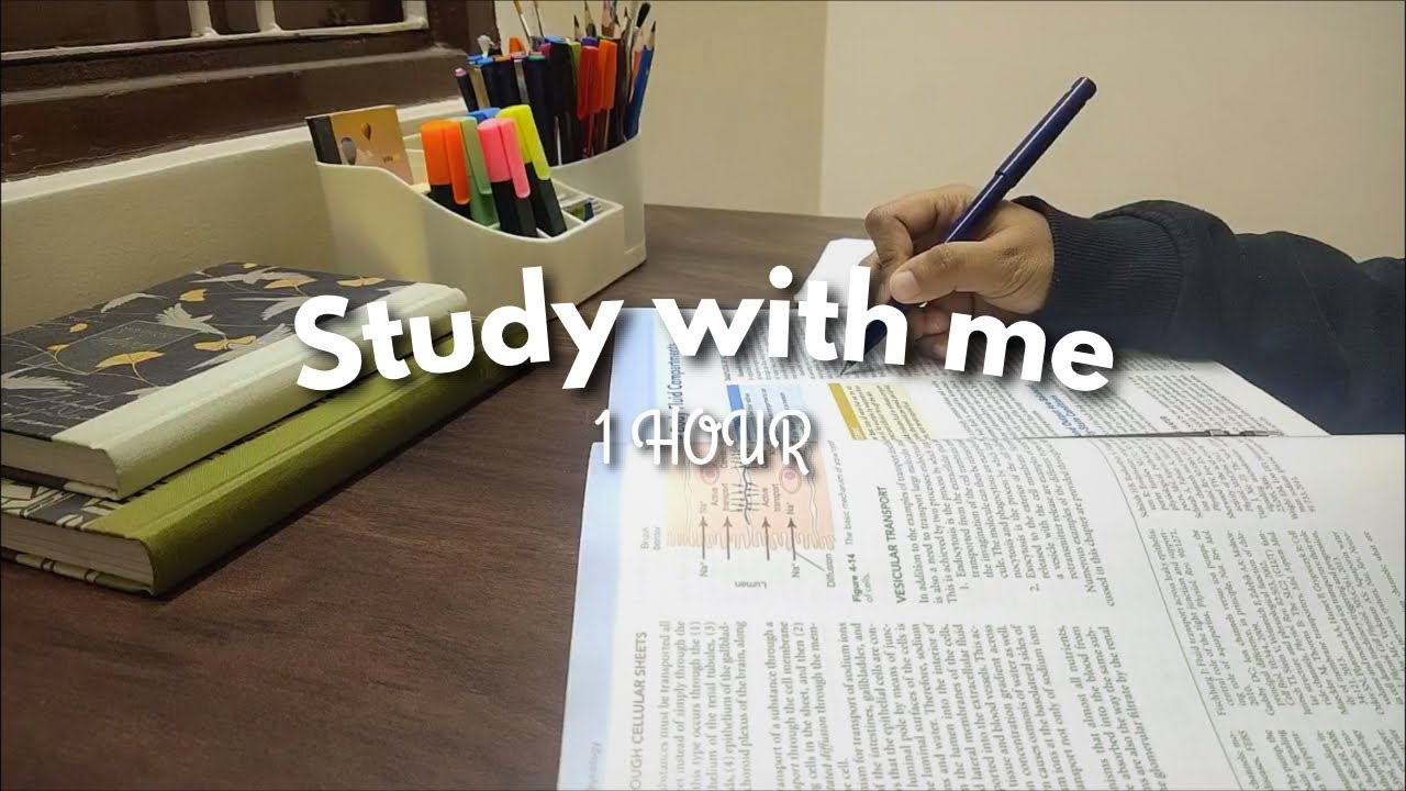 1-HOUR STUDY WITH ME📖 / 🎹Calm Piano Music / Late night study🌙, No break / Real time