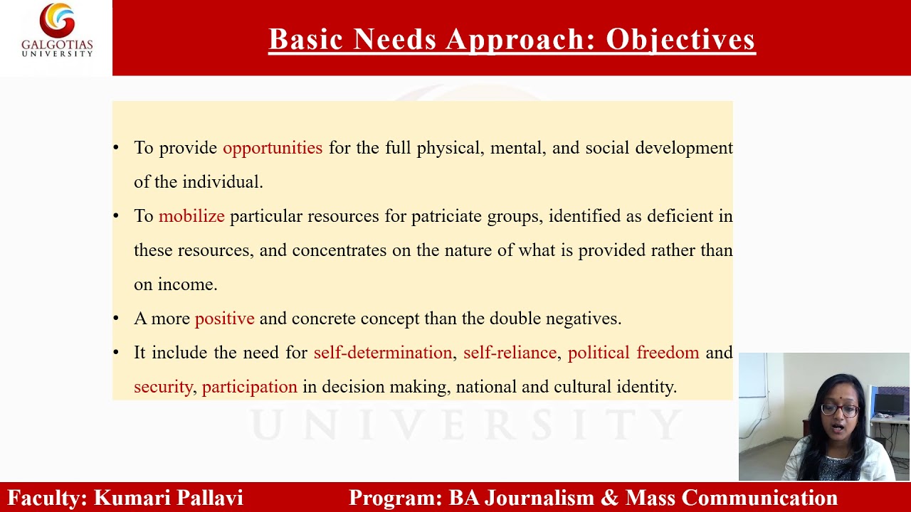 BAJC2020, Development Communication, Basic Needs Approach
