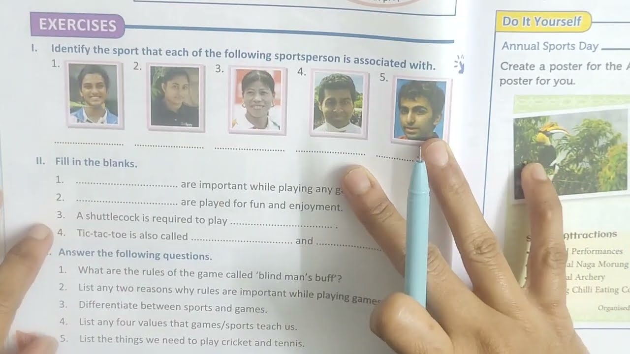 Class 4 EVS Lesson 3: Games Are fun( Bookback Exercise)