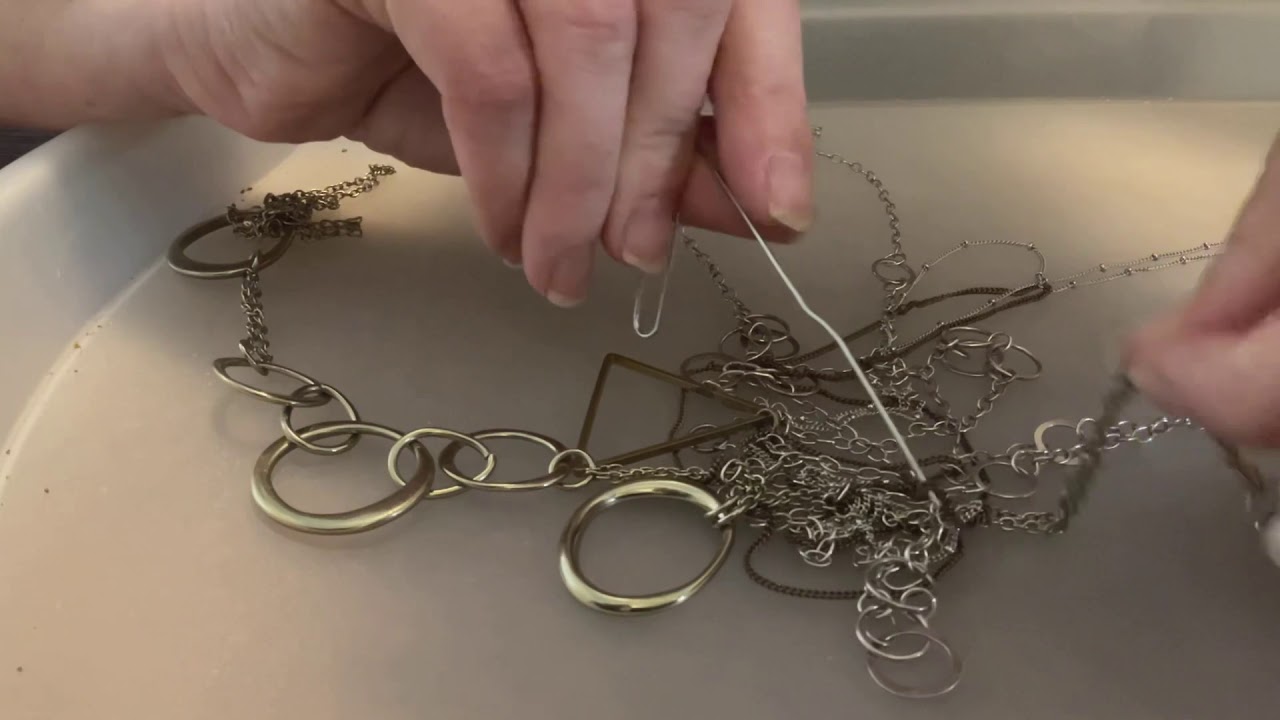 Detangling multiple chains with simple tools.  How-to video from start to finish!
