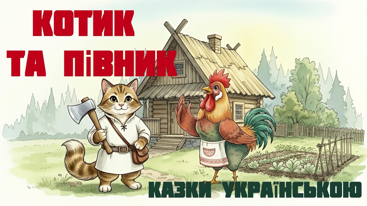 КОТИК ТА ПІВНИК.Українська дитяча казка 📖 - добра казка на ніч✨