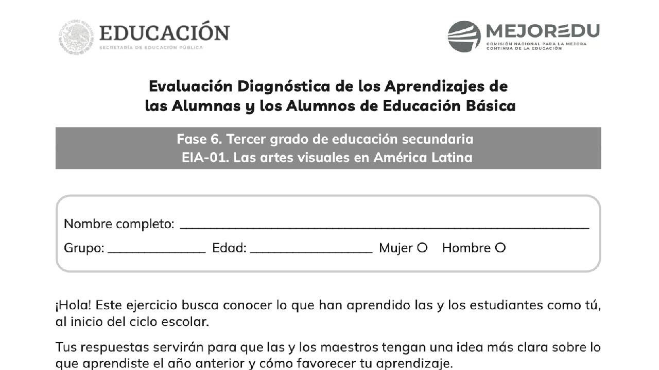 EXAMEN DIAGNÓSTICA MEJOREDU TERCERO DE SECUNDARIA 2024 EXAMEN 1