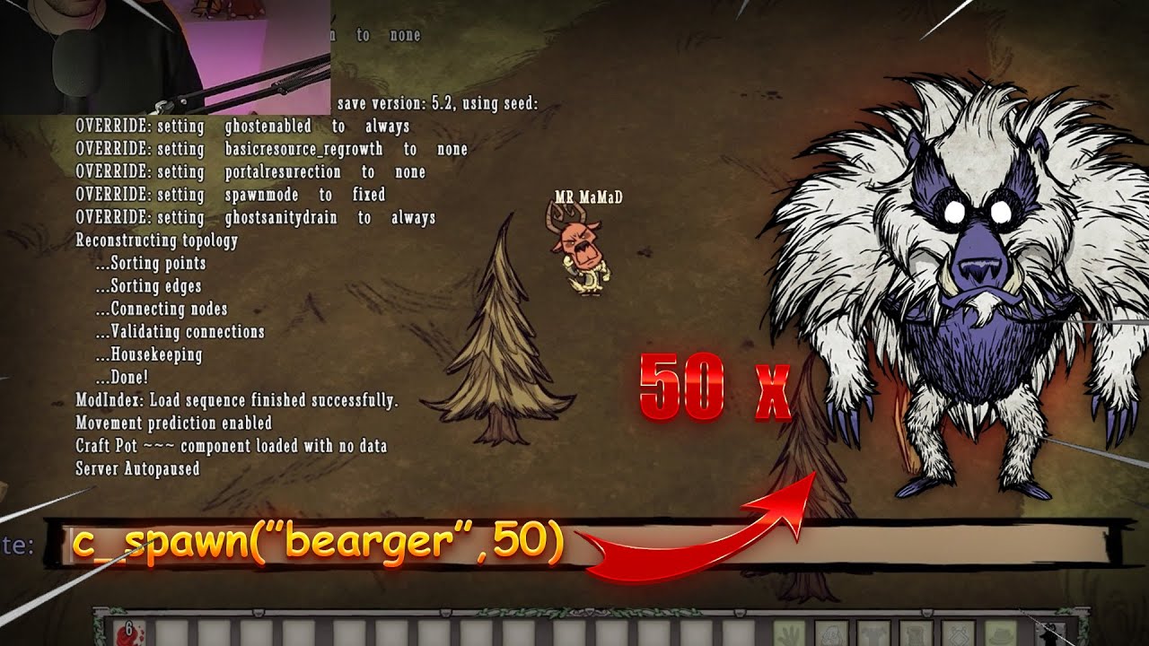 آموزش کامل Console Commands در Don’t Starve Together | از God Mode تا Spawn آیتم