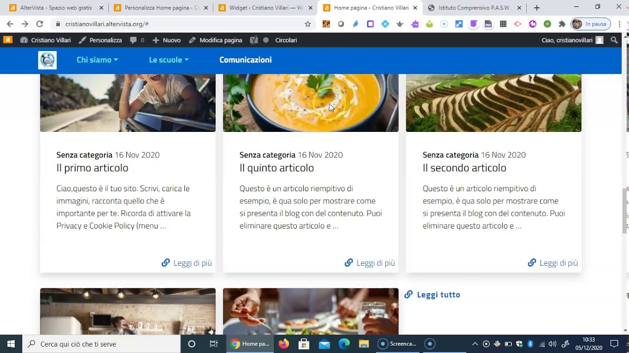 Tutorial Wordpress - Aggiungere elementi alla pagina principale.