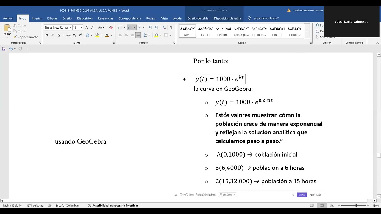 sustentación punto 5 de la tarea numero 2 ejercicio 4 letra e, Ecuaciones diferenciales