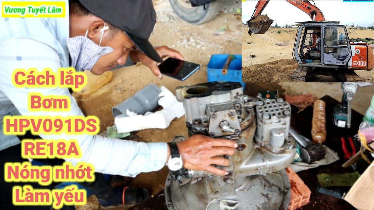 Cách lắp bơm điện thủy lực máy xúc. nguyên nhân và cách xử lý gõ bơm.cách chỉnh bơm thủy lực máy xúc