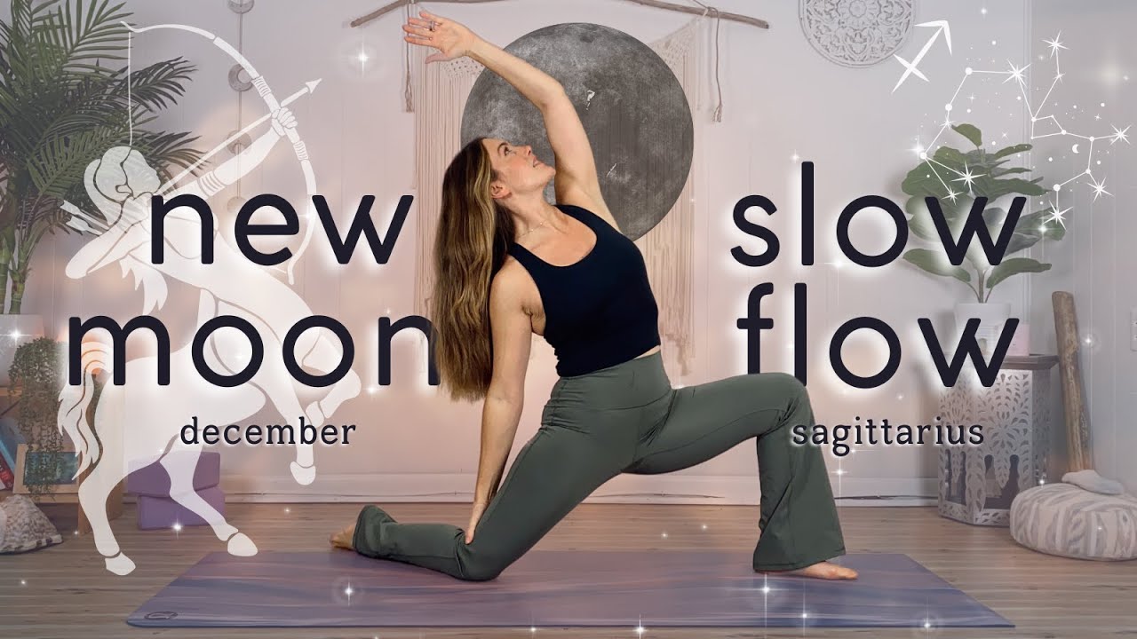 NEW MOON YOGA 🌚 sagittarius season | SEEK, STRETCH, SOAR | astrological slow flow yoga