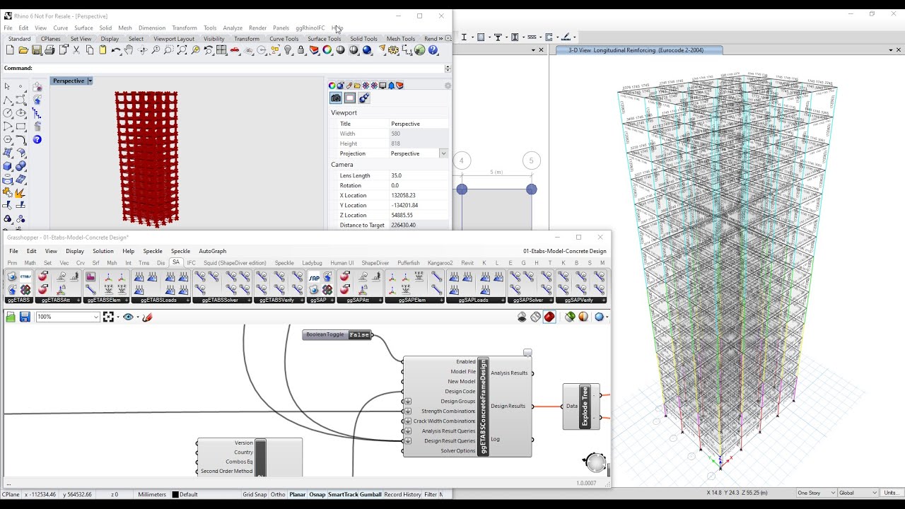 Automating Concrete Design in Etabs and SAP2000 with GeometryGym plug-in for Rhino and Grasshopper