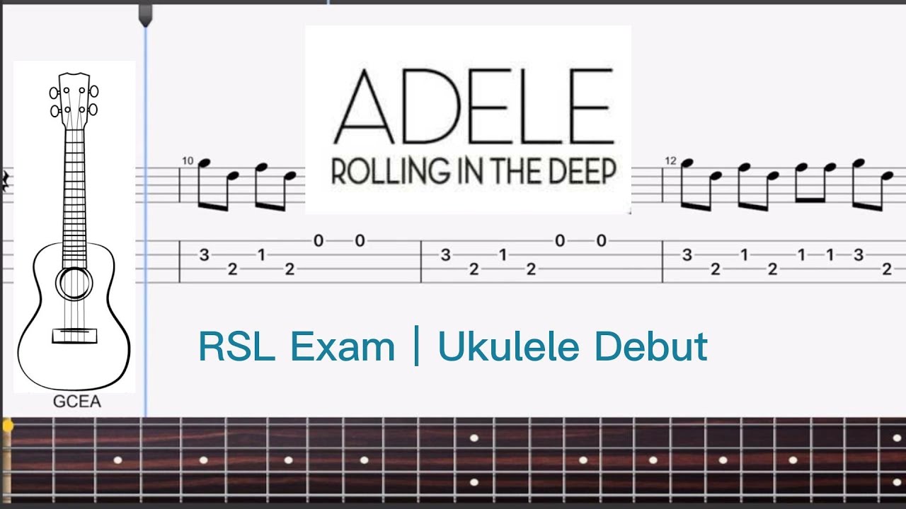 Ukulele Tab with music play along「Rolling in the Deep」Adele - RSL Debut