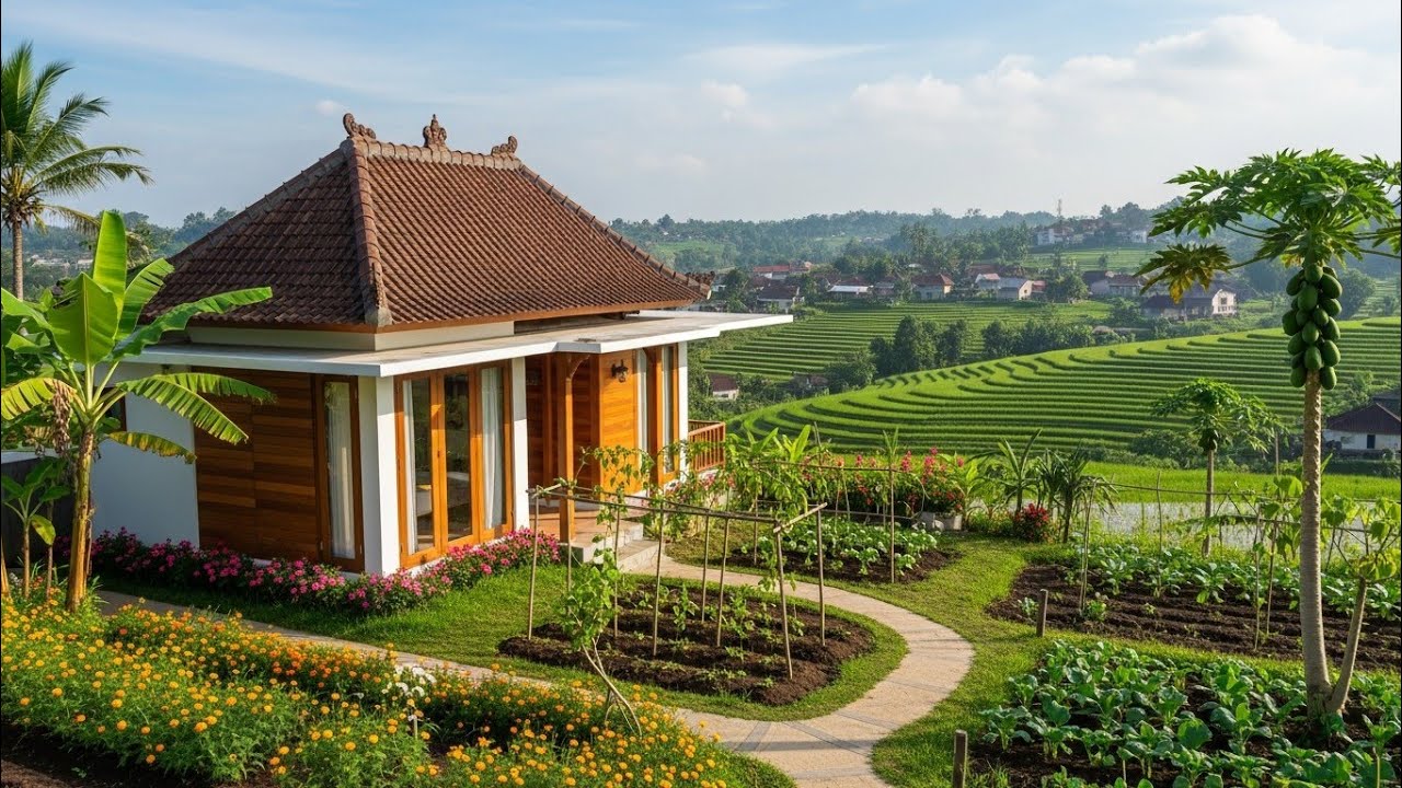 🏡 Desa Modern Bernuansa Villa Bali dengan Pemandangan Sawah