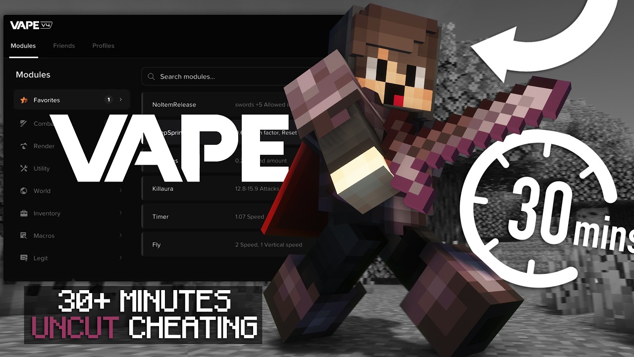 30+ MINUTES UNCUT CHEATING ON MCPVP 1.21 WITH VAPE V4 + CONFIG