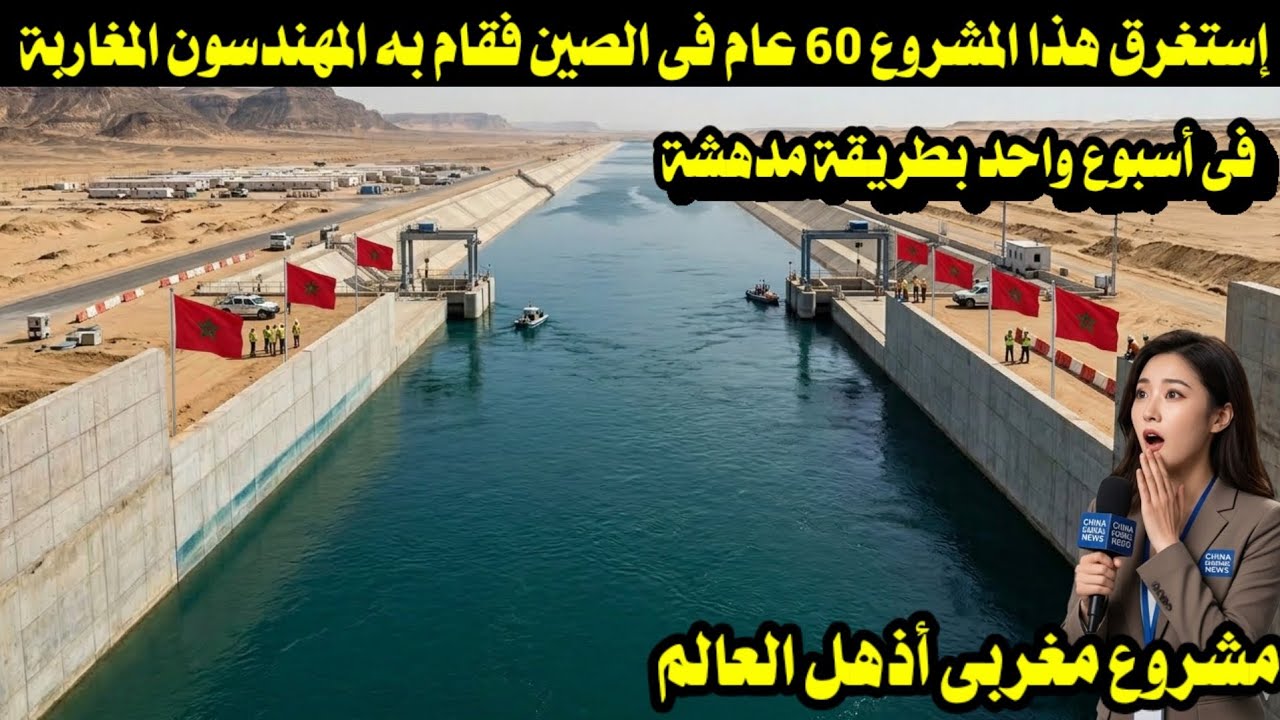 إستغرق هذا المشروع 60 عام فى الصين فقام به المهندسون  المغاربة فى أسبوع واحد بطريقة مدهشة 