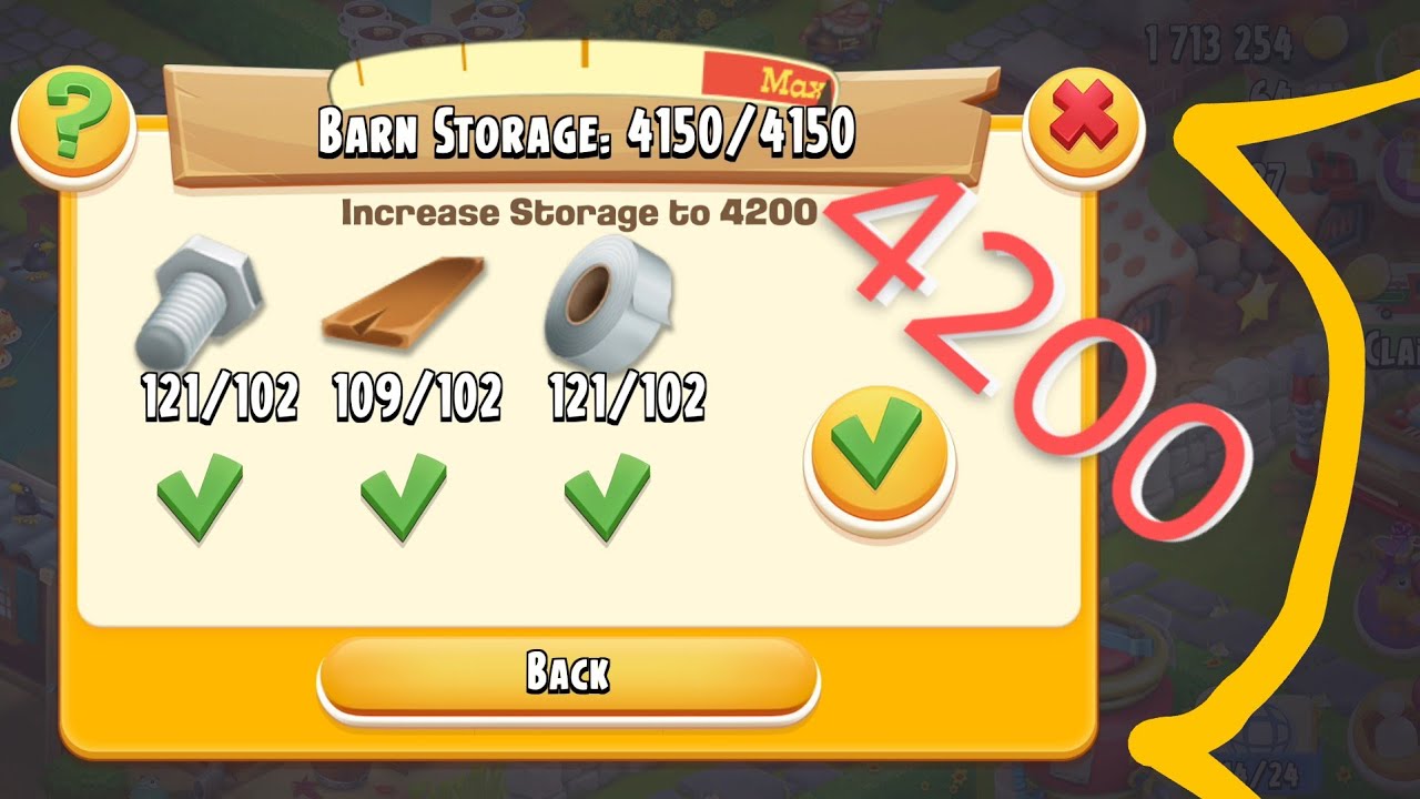 Hay Day Barn Storage Upgrade 4200 - Level 100