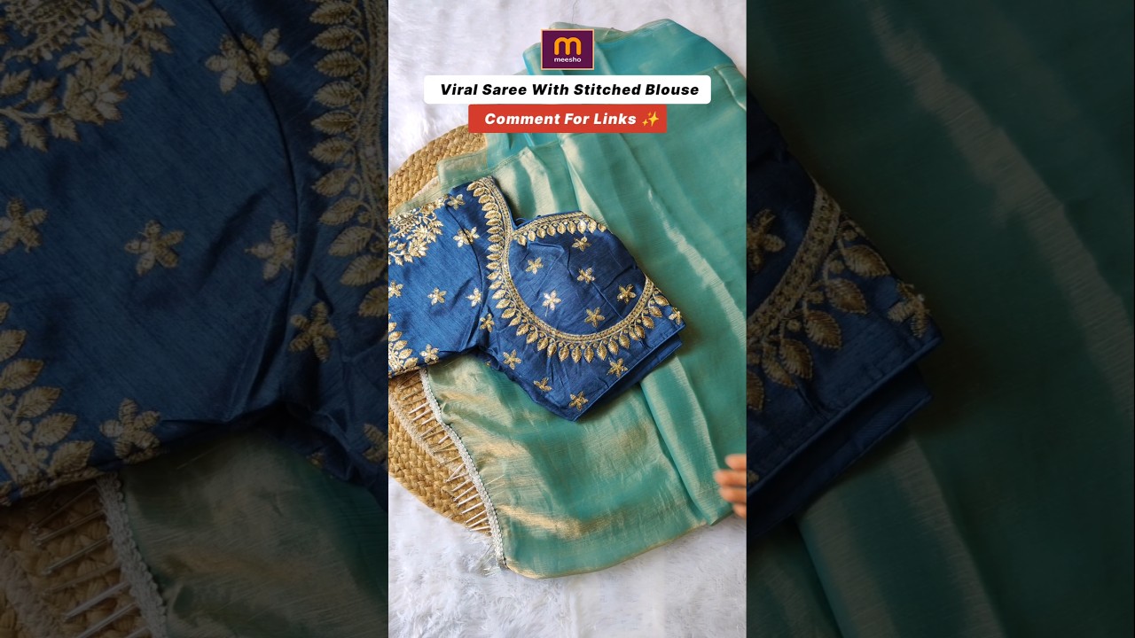 Meesho Party Wear Saree With Stitched Blouse #meeshosaree #readytowearsaree #meeshosareehaul #meesho
