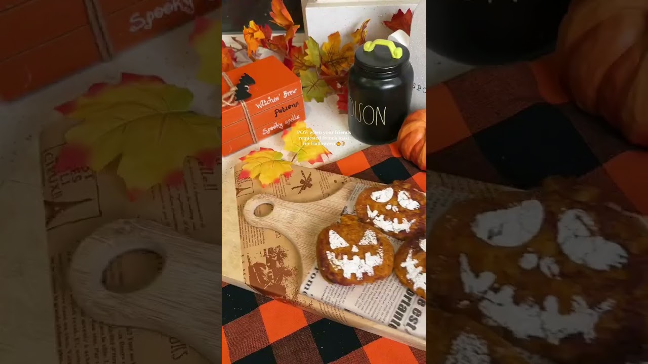 Start Your Halloween Morning with Jack O'Lantern Pumpkin French Toast!
