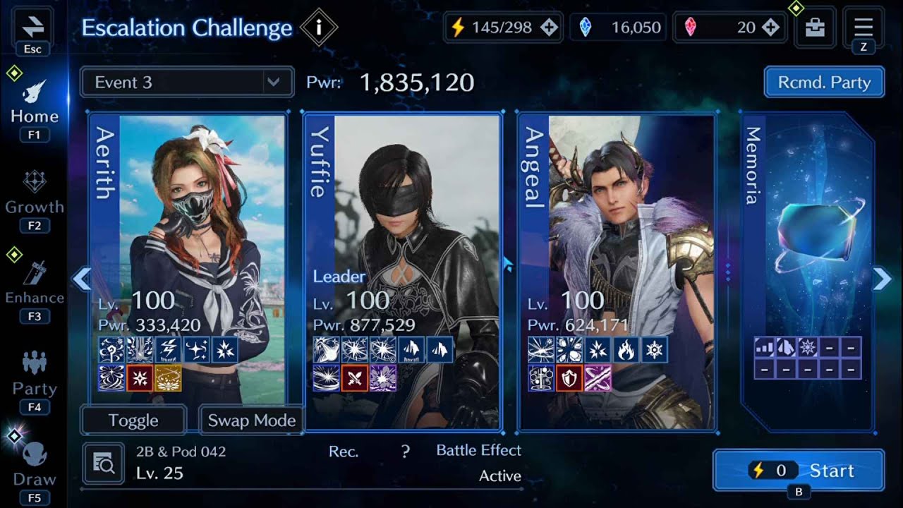 2B Nier Escalation 25 with Single DPS Yuffie [ FF7: Ever Crisis ]