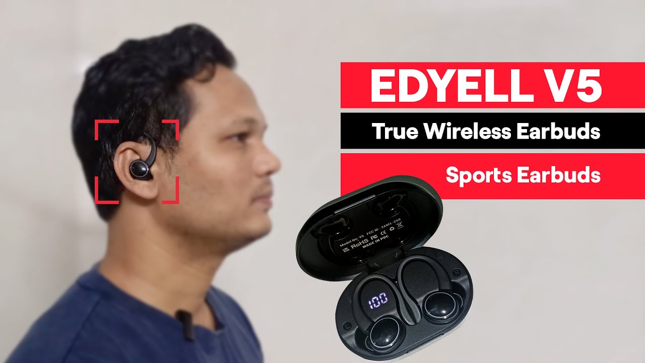 EDYELL V5 True Wireless Earbud ☊ - Sports Earphones Wireless ⭐⭐⭐⭐