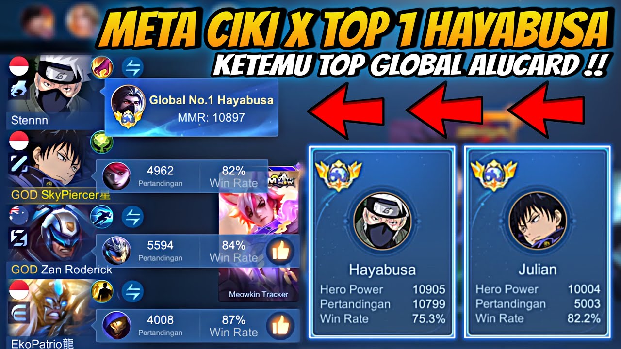 Meta Ciki x Top Global 1 Hayabusa !! Lincah Banget !! Ketemu Global Alucard !!