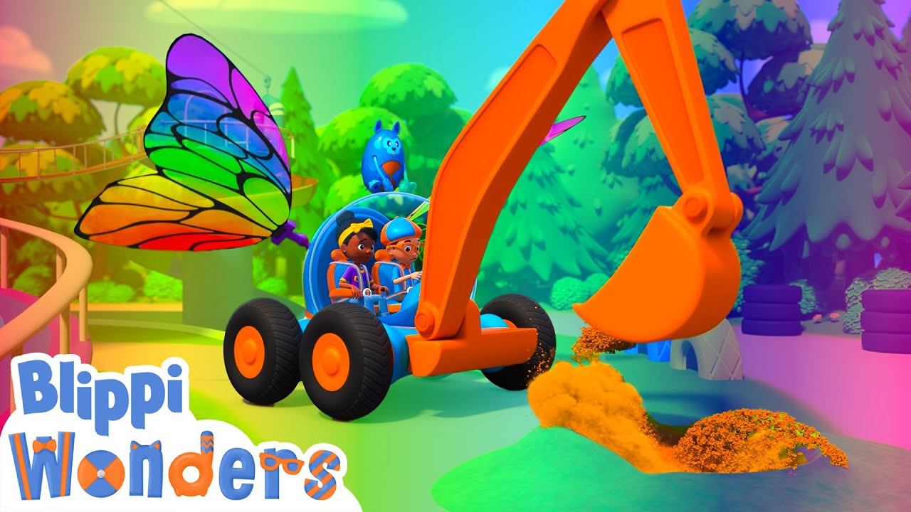 The BlippiMobile Turns into a Rainbow Excavator | Blippi Wonders | Moonbug Kids - Color Time