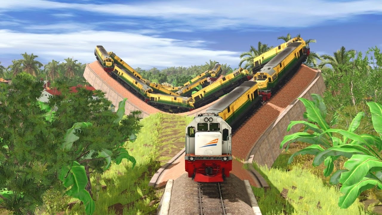 100 Lokomotif Kereta Api Melaju Di Rel Berkelok | Train Locomotives Running On Winding Rails - Train