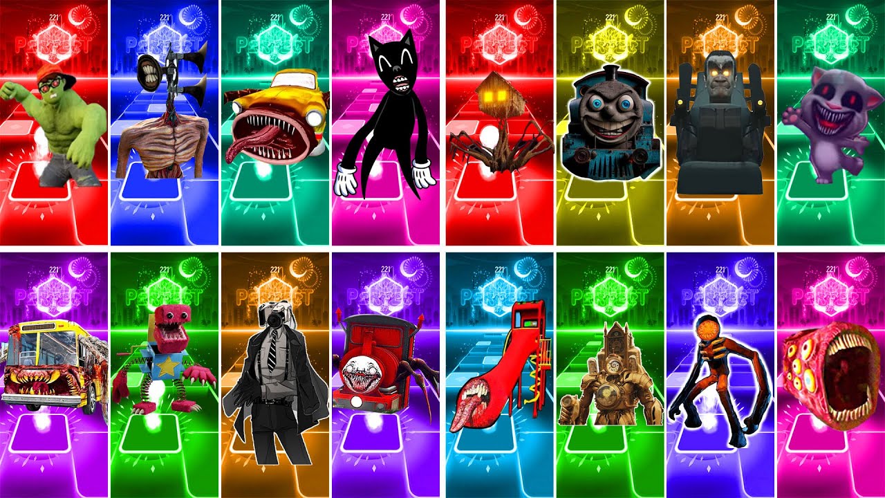 BUS EATER 🆚TOILET MONSTER 🆚 HOUSE HEAD 🆚 ODDBODS | Tiles Hop EDM Rush