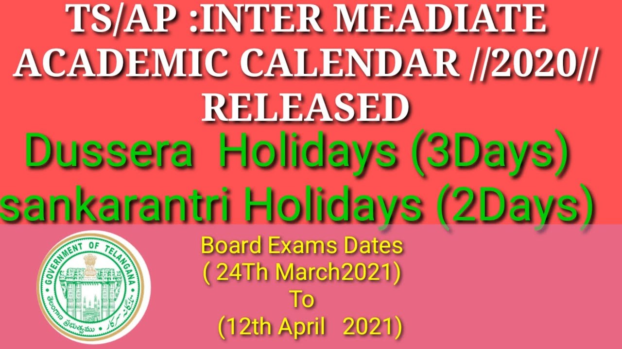 TS/AP Academic Calendar//2020// Released #182working days#Board Exams dates