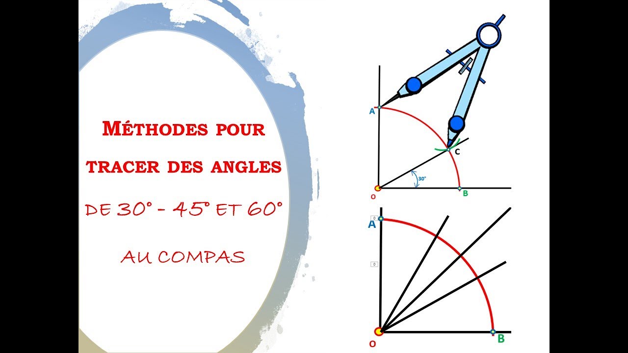 Méthode pour Tracer des Angles de 30° -  45° et 60 ° au compas