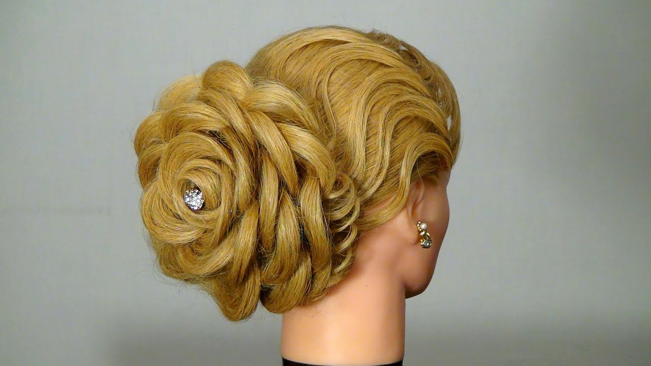 Вечерняя прическа: Роза. Цветок из волос. Hair made rose