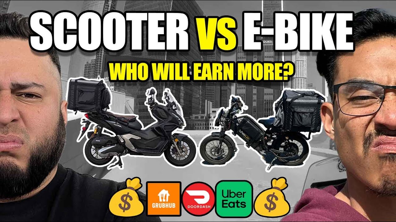 Gas Scooter VS Modified E-Bike - Who Will Earn More Money? Food Delivery Challenge w/ Raspy Rides