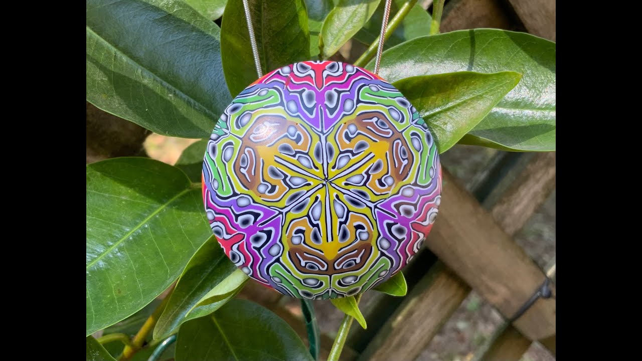 KALEIDOSCOPE PENDANT Polymer Clay - Broken Brain Cane Class pt4