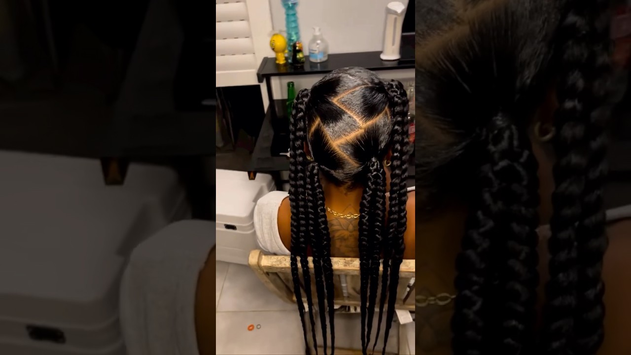 Braid Ponytails🔥Double Braids & Zig Zag Part On Natural Hair Tutorial Ft.#ulahair
