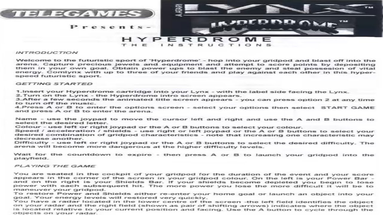 ATARI LYNX SEEING SOME INTERNET SOURCED IN Hyperdrome HYPER DROME ~ Telegames 1993 Tele Games UNSEEN