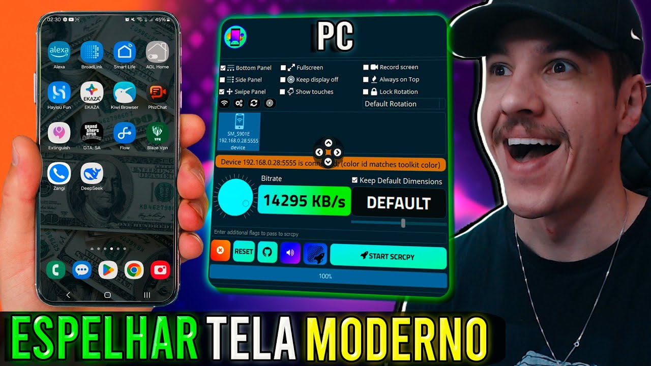 Como ESPELHAR a TELA do CELULAR no PC - Scrcpy Moderno
