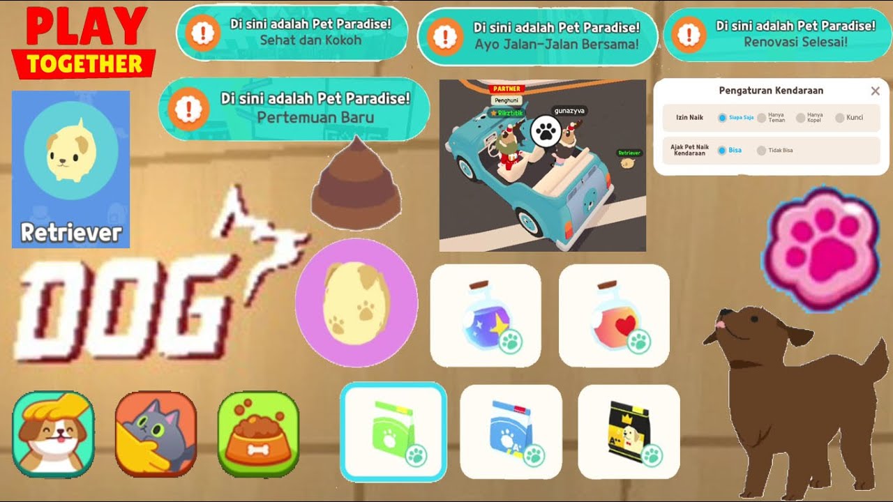 UPDATE CARA BUKA TELUR PET, NAIKIN LEVEL, DAN NAIK KENDARAAN BERSAMA PET RETRIEVER, PLAY TOGETHER