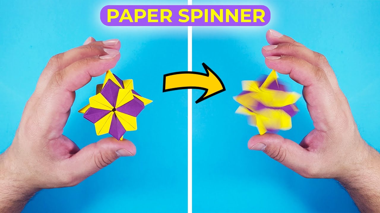 Fidget Spinner - Moving PAPER TOY. Origami PAPER TOYS anti-stress. Easy paper crafts ideas
