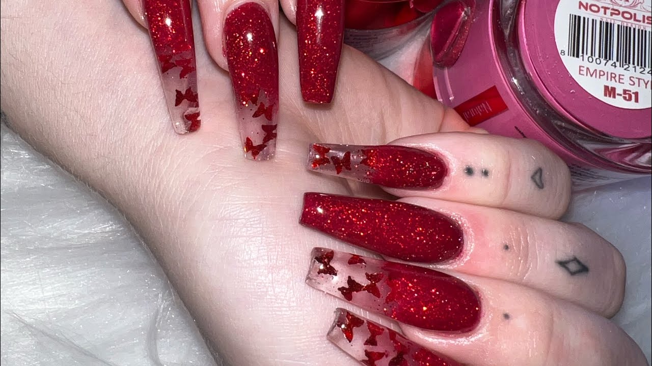 WMW Red Glitter Nails! #nails #tutorial #notpolish #unboxing #art #nailart #resnails