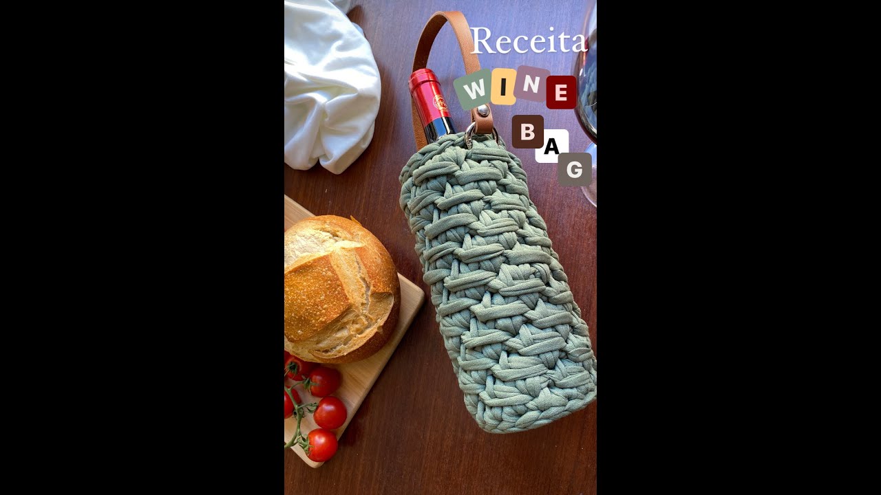 Wine bag - Porta vinho em crochê com fio de malha premium Filetto premium