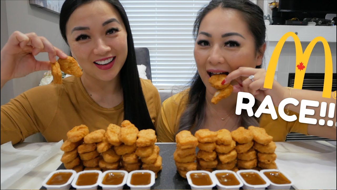 McDonald's Chicken Nuggets RACE Challenge | Sister Challenge Mukbang | N.E Let's Eat & SAS ASMR