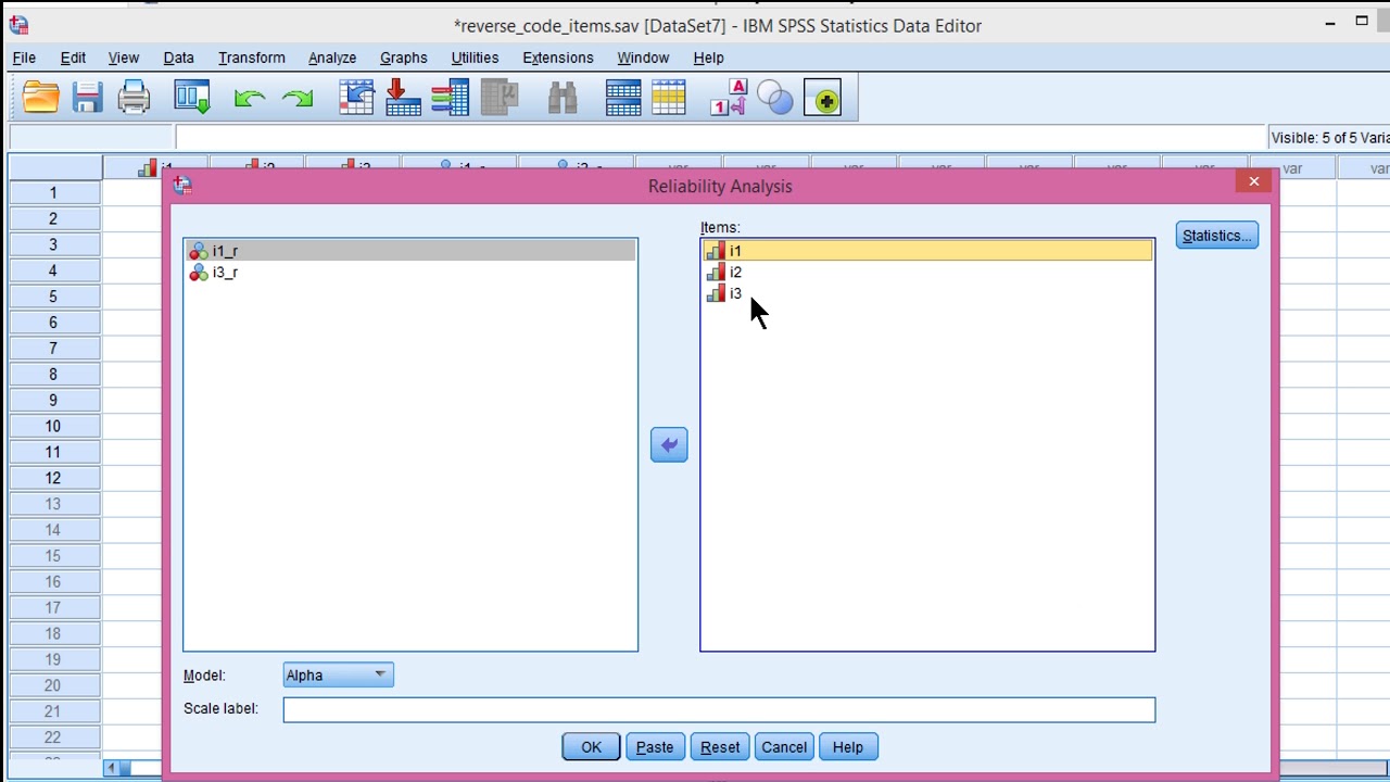 Reverse scoring items in SPSS