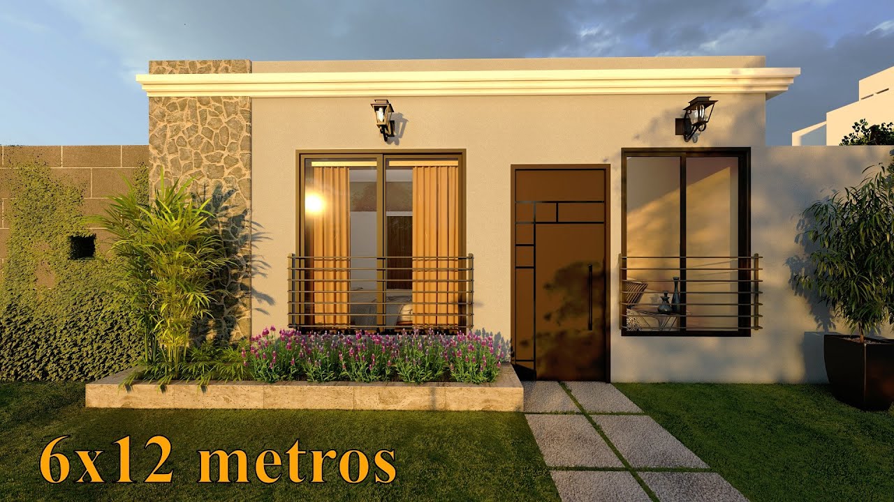 Plano de casa de 6x12 metros | 2 Dormitorios | 72 Metros cuadrados