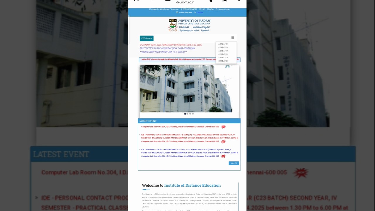 PCP CLASSES MADRAS UNIVERSITY IDEUNOM (A24,C24,A23,C23,A22,C22)(ZOOM, MICROSOFT,TEAM) APPS DOWNLOAD