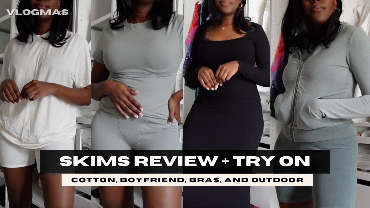 SKIMS REVIEW AND TRY ON | Cotton, Boyfriend, Bras, and more! | Vlogmas
