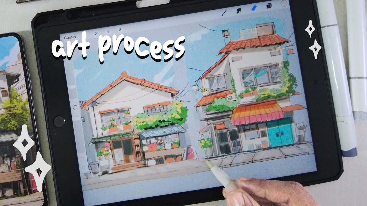 Drawing Loose Urban Sketching Style with iPad + Procreate
