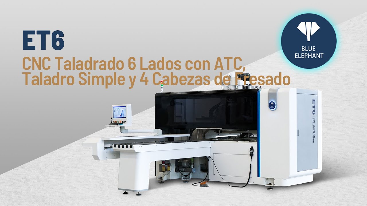 Máquina de perforación de 6 caras ATC con unidad de perforación simple y cuatro cabezales de fresado