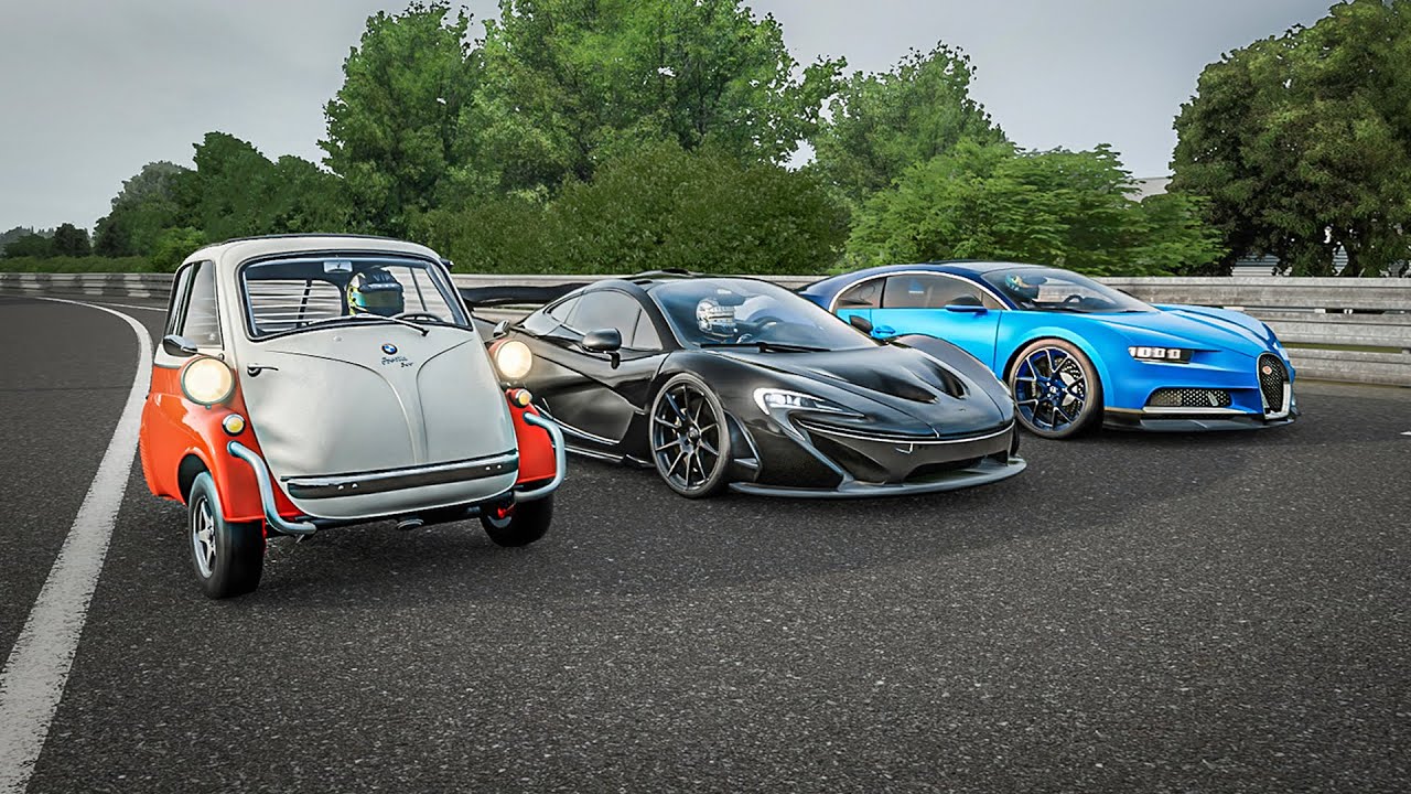 Forza 7 Drag Race! - BMW Isetta ( ͡° ͜ʖ ͡°) VS Bugatti Chiron VS Mclaren P1!!!
