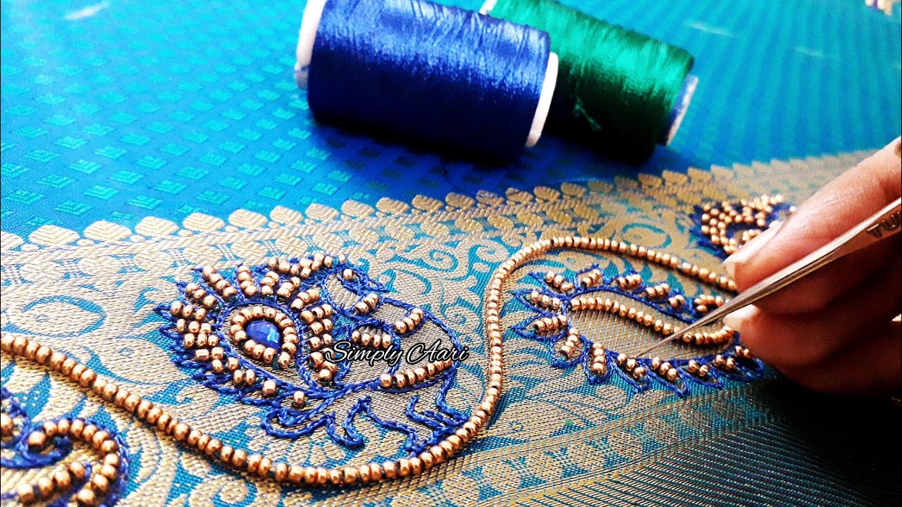 Aari Work Blouse 104 | Border Highlight Designing with English Subtitles | Simply Aari