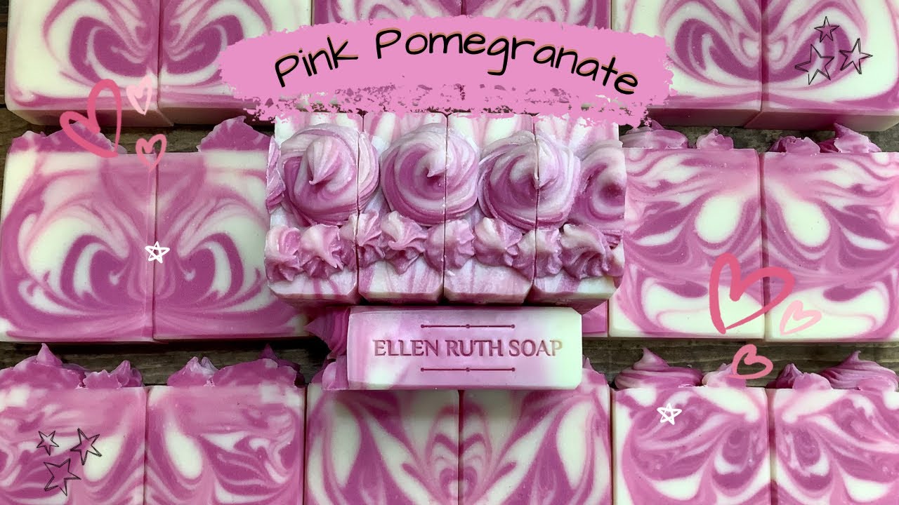 Making Coconut Milk CP Soap  💗PINK POMEGRANATE💗 w/ Piping Frosting | Ellen Ruth Soap