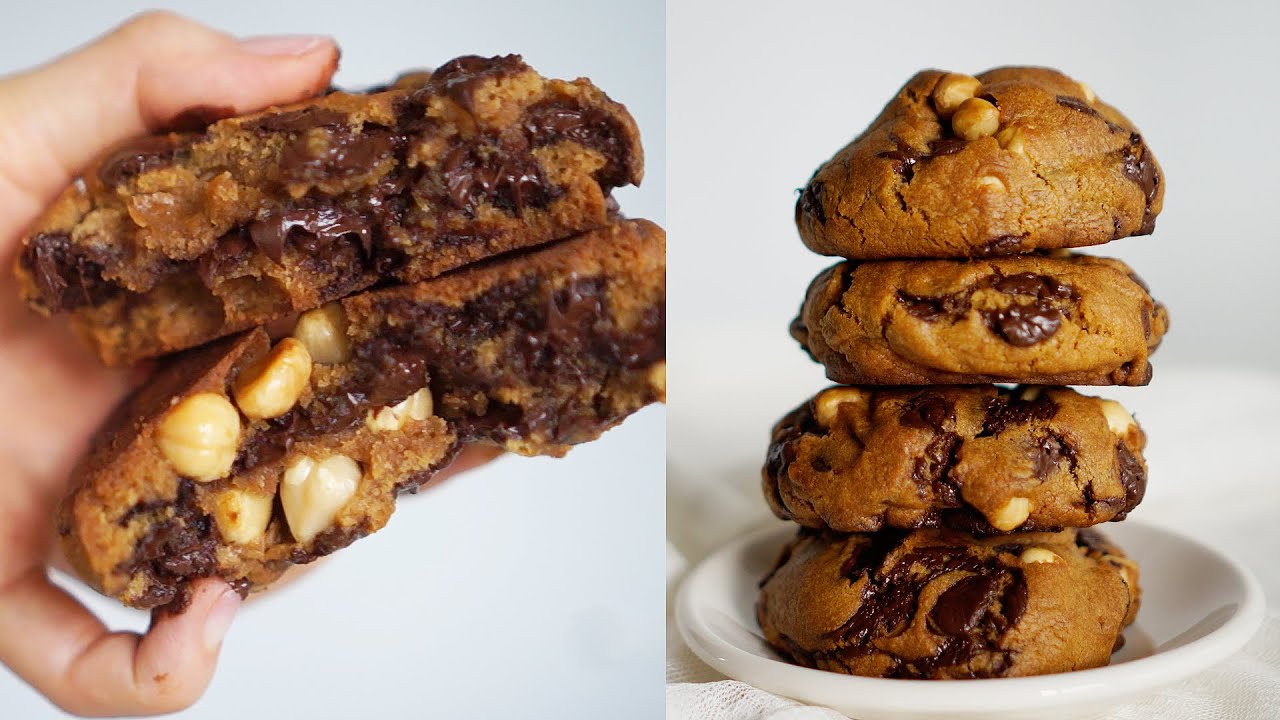 [Eng/日本語]두툼한 르뱅 베이커리 초코칩쿠키 만들기,아메리칸쿠키 만들기,Levain Bakery chocolate cookie,ヘーゼルナッツチョコクッキー/로미꽃빵romitube