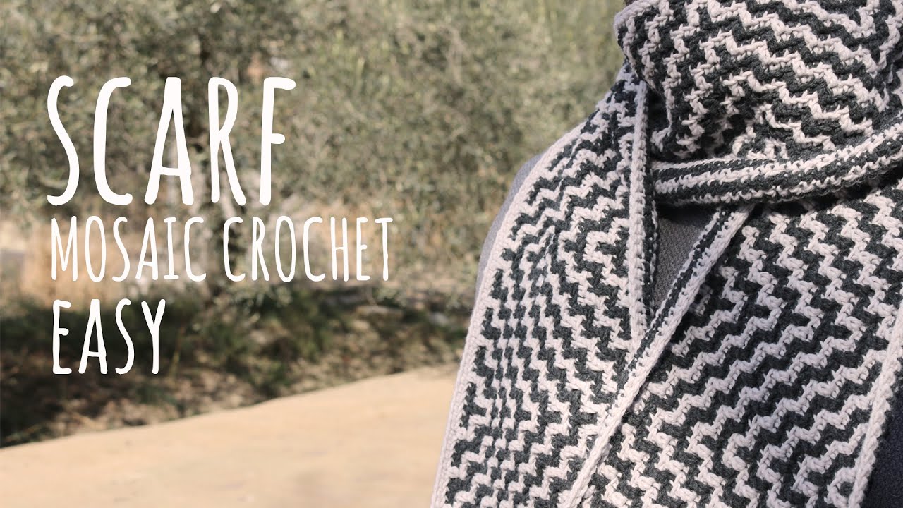 КАК СВЯЗАТЬ ЛЕГКИЙ МОЗАИЧНЫЙ ШАРФ КРЮЧКОМ | Lanas y Ovillos