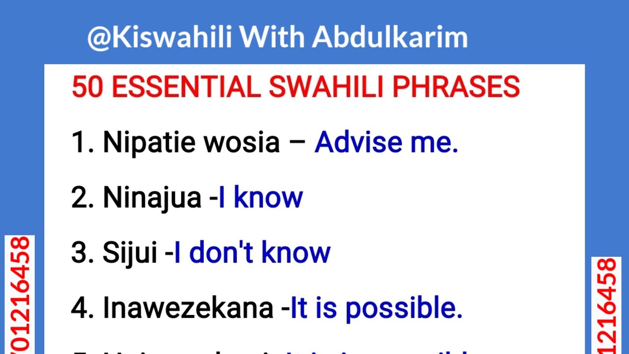 50 Essential Swahili phrases